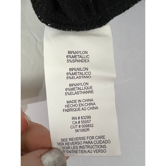 Onyx Nite Sparkly Open Front Cardigan Built-In Tank Metallic Black Party Top L - Picture 8 of 13